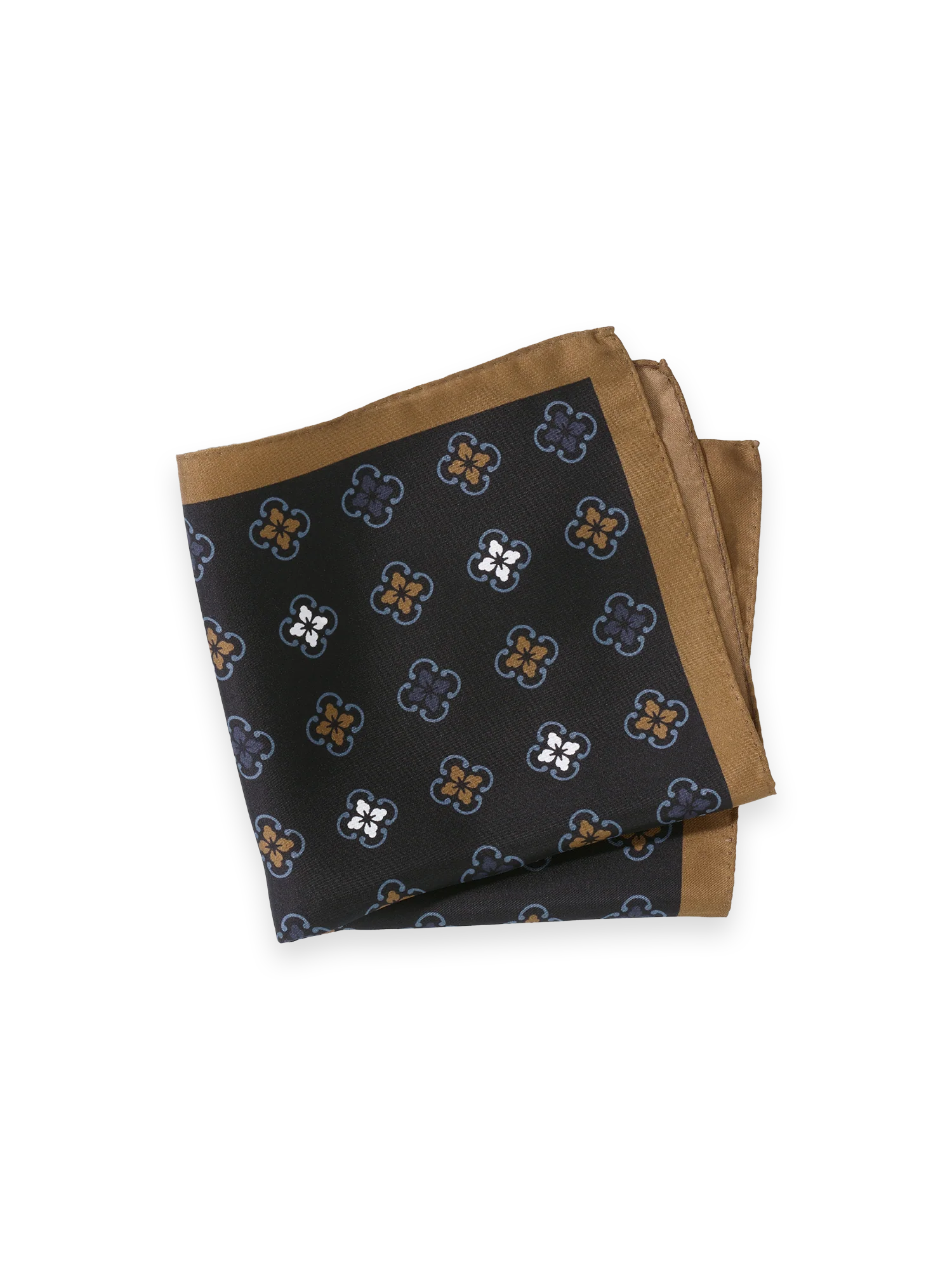 Medallion Silk Pocket Square - Black Multi