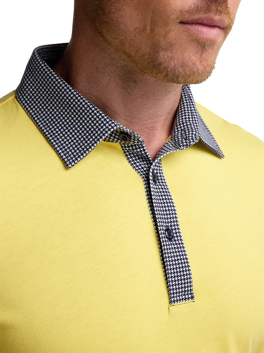 Mercerized Cotton Three Button Polo - Yellow - Image 3
