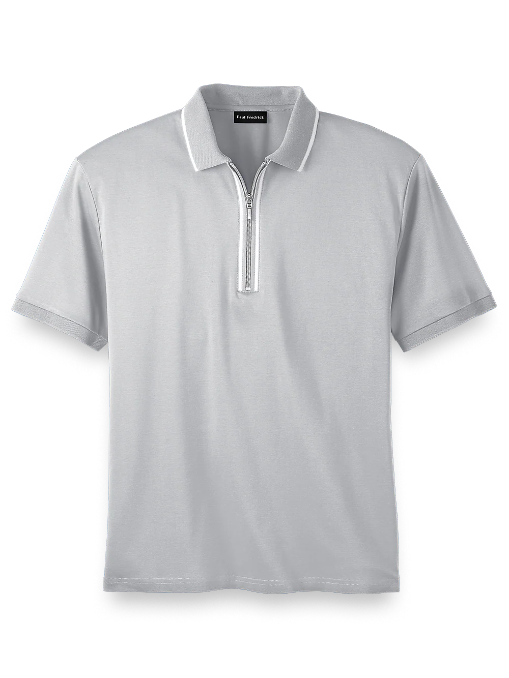 Mercerized Cotton Zip Polo - Light Grey