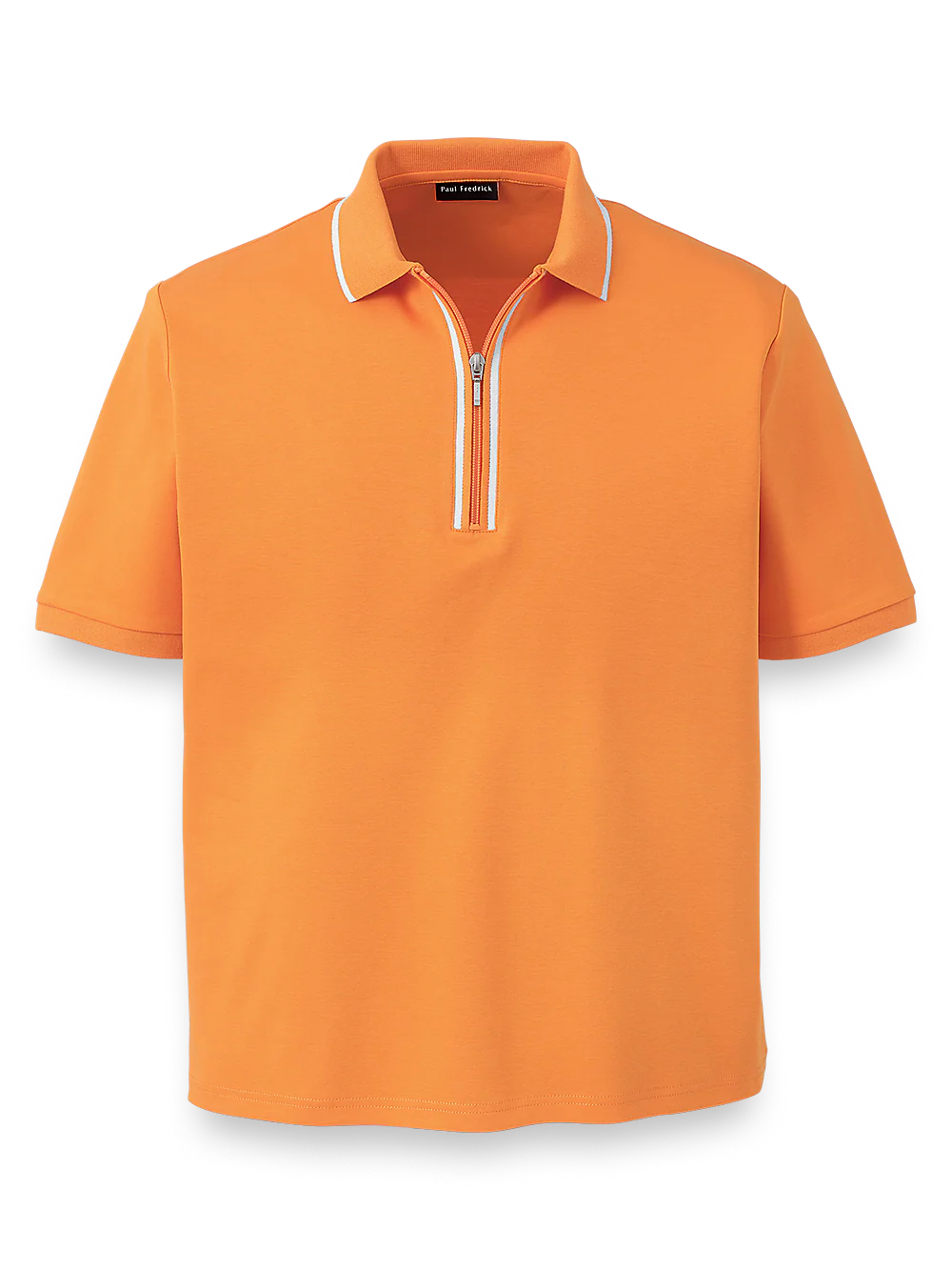 Mercerized Cotton Zip Polo - Orange