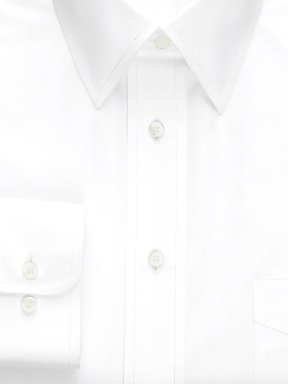 Non-Iron Cotton Broadcloth Solid Color Straight Collar Dress Shirt - Ecru - Image 2