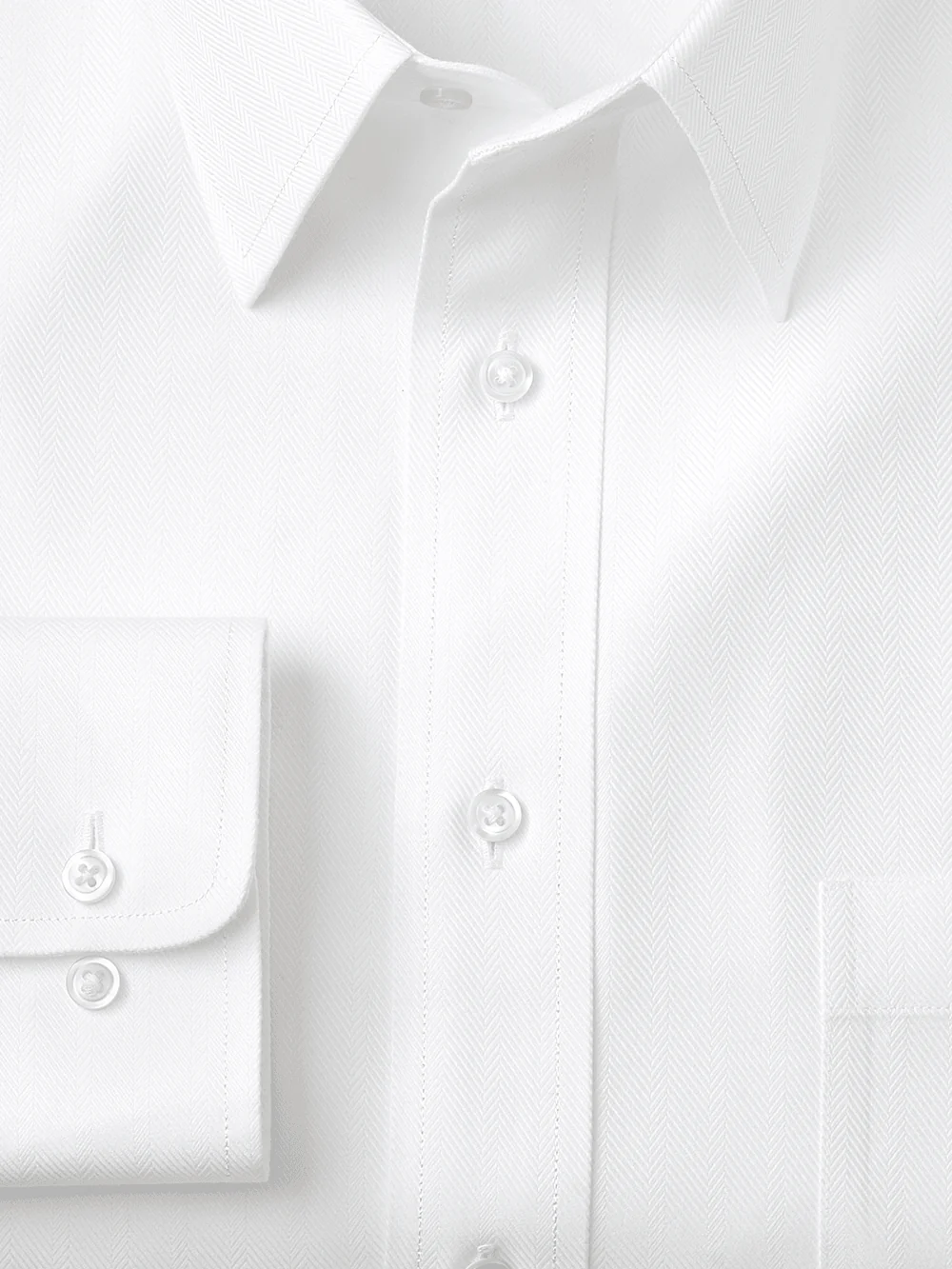 Non-Iron Cotton Herringbone Point Collar Dress Shirt - Blue - Image 2