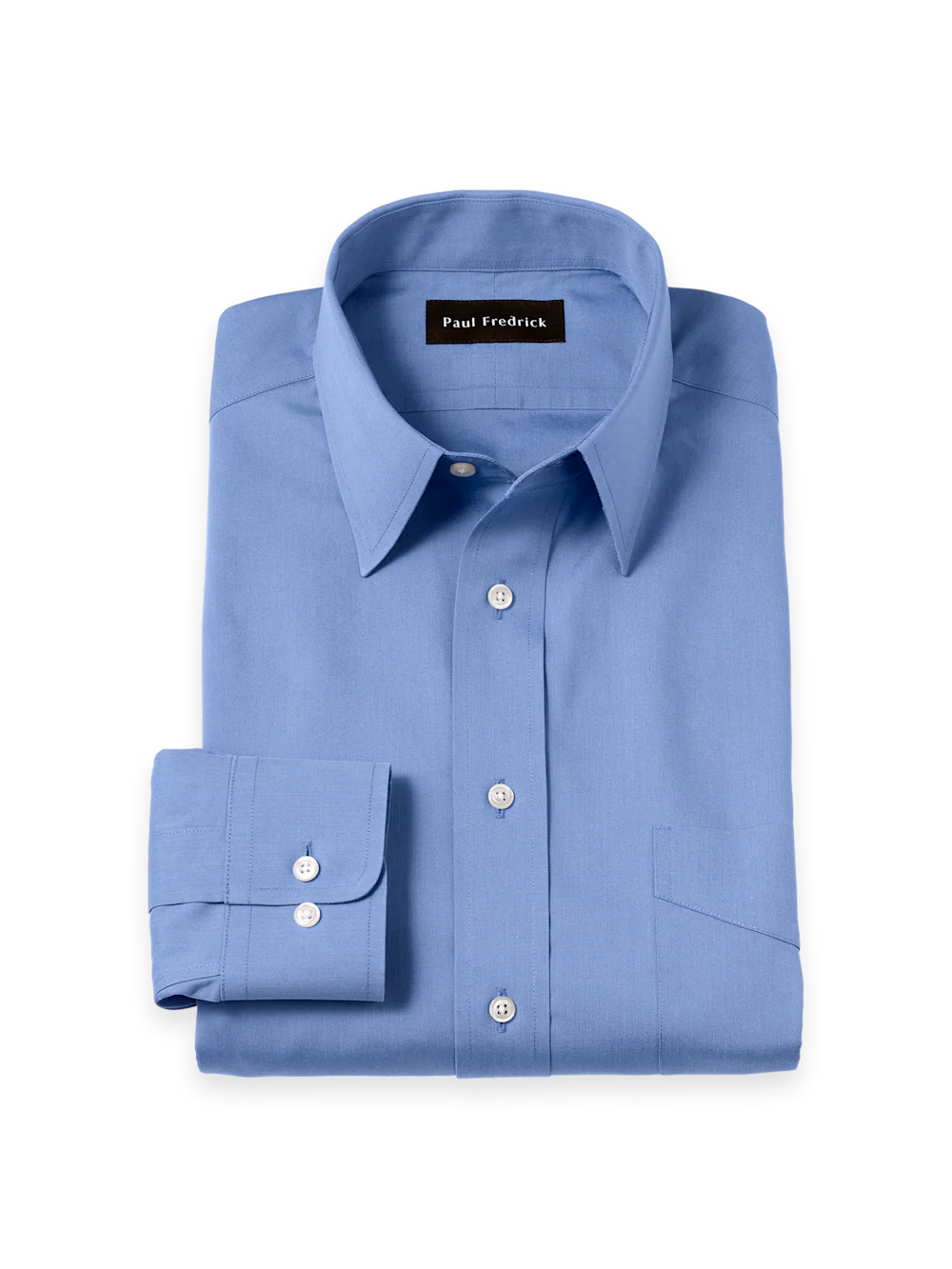 Non-Iron Cotton Pinpoint Solid Point Collar Dress Shirt - French Blue