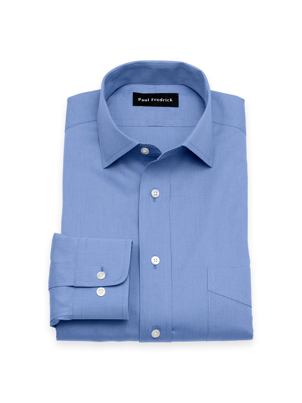 Non-Iron Cotton Pinpoint Solid Spread Collar Dress Shirt - French Blue