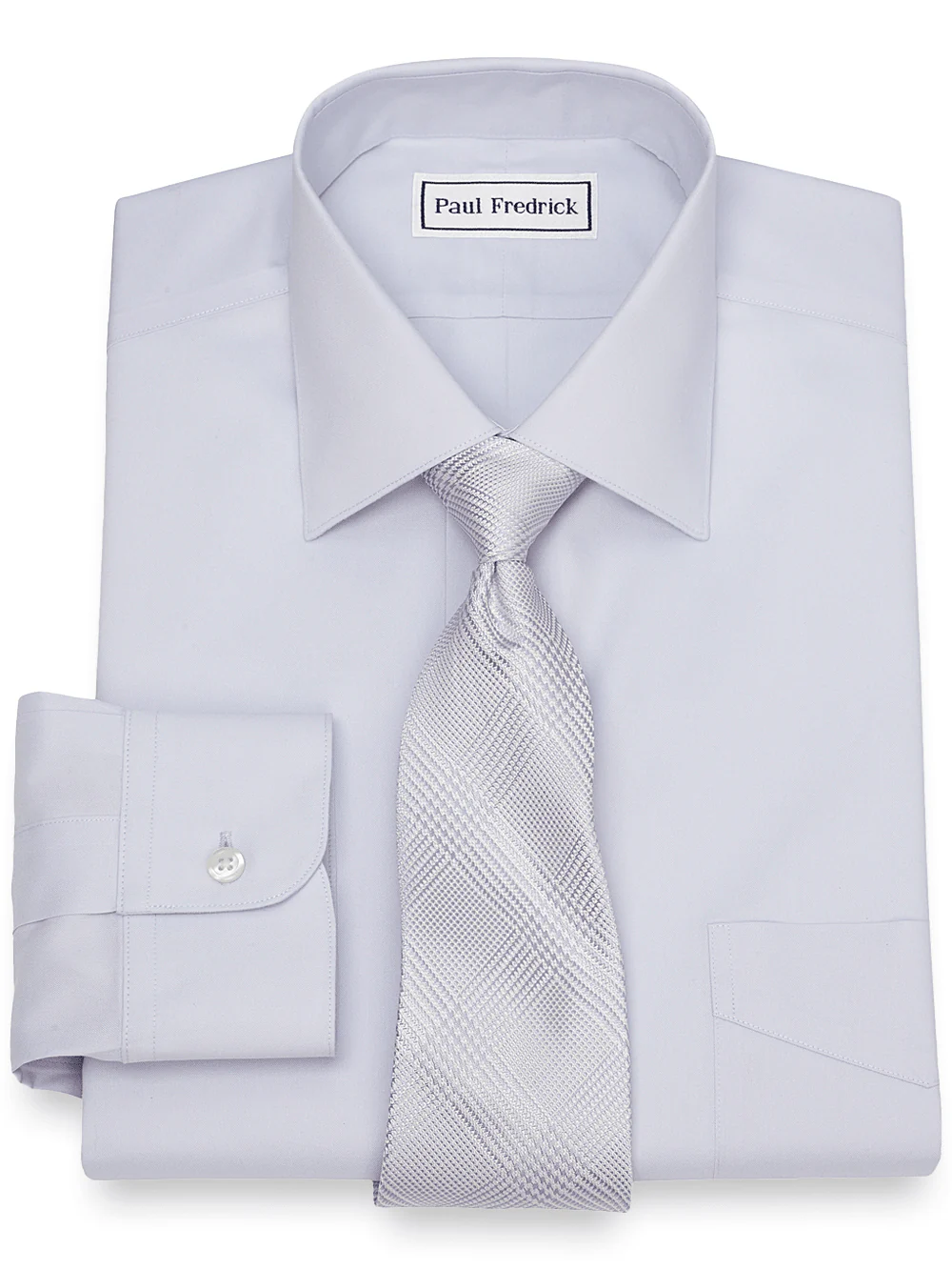 Non-Iron Cotton Pinpoint Solid Spread Collar Dress Shirt - Periwinkle