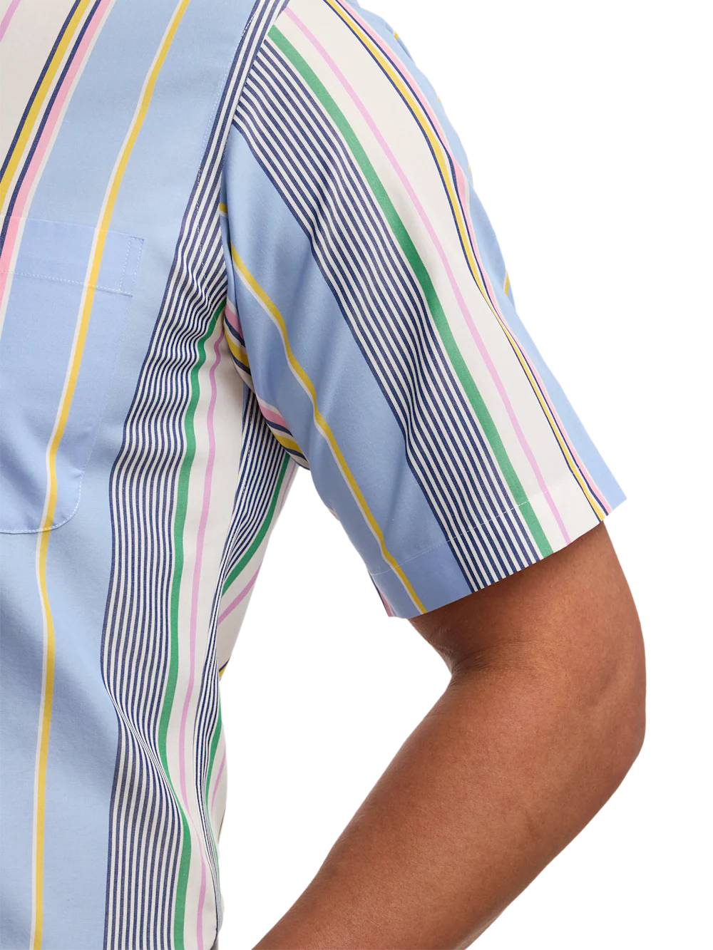 Non-Iron Cotton Stripe Dress Shirt With Contrast Trim - Blue Multi - Image 4