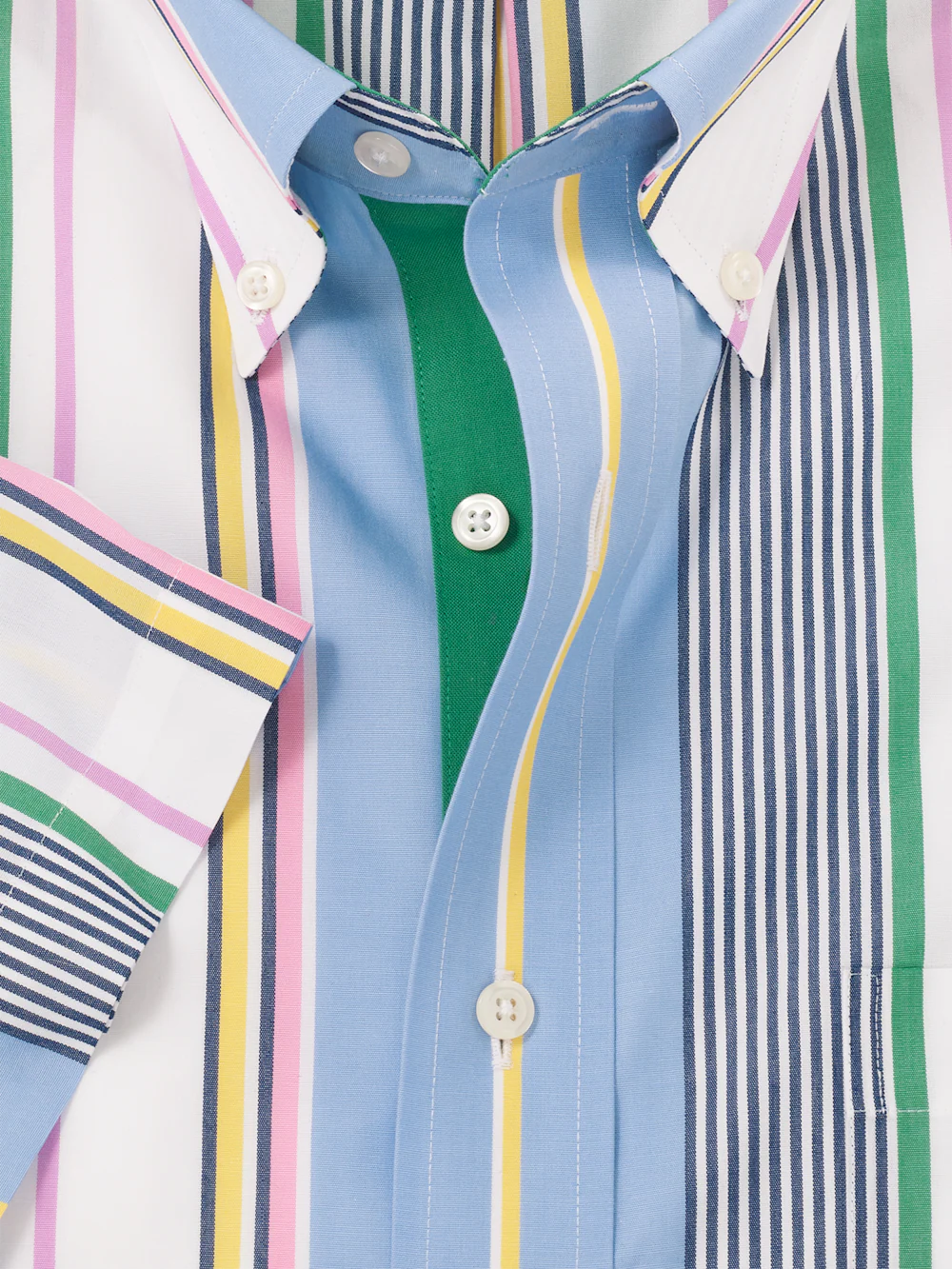 Non-Iron Cotton Stripe Dress Shirt With Contrast Trim - Blue Multi - Image 6