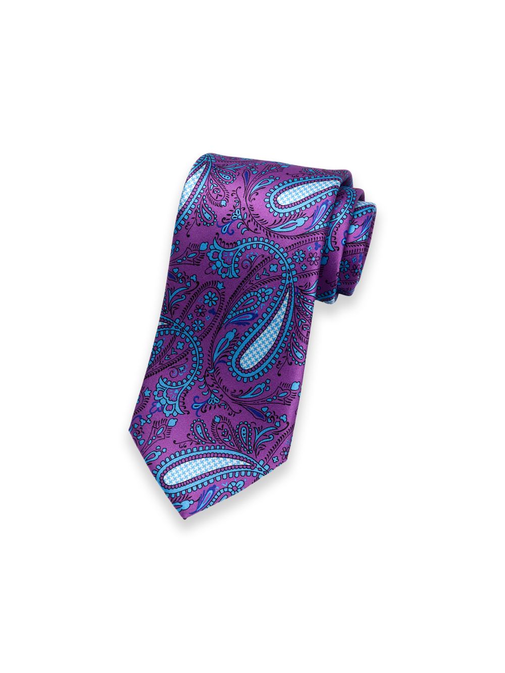 Paisley Printed Italian Silk Tie - Purple