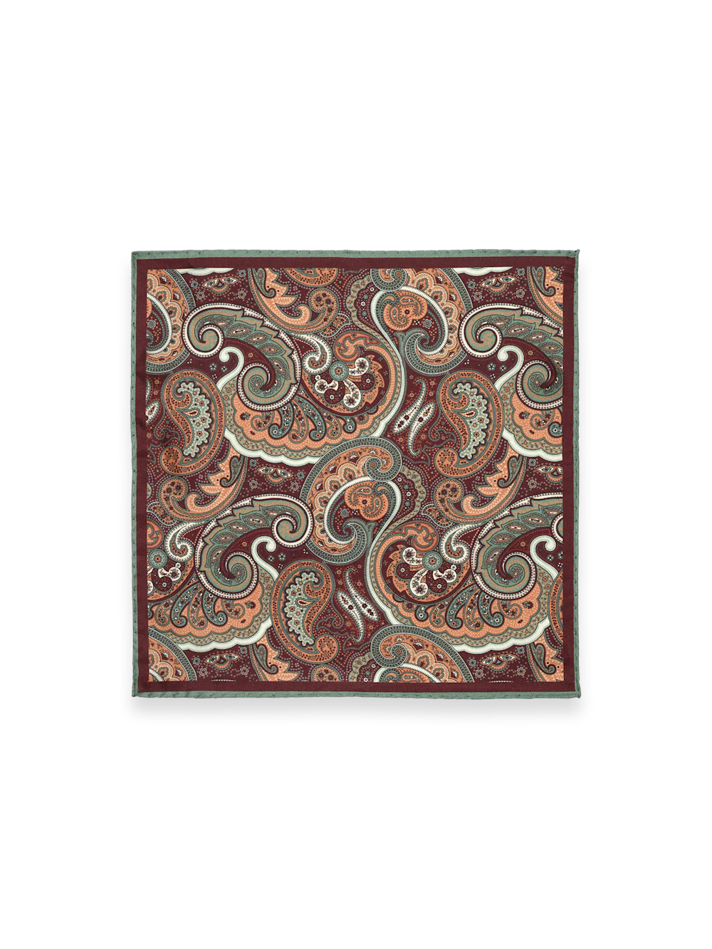 Paisley Silk Pocket Square - Brown Multi - Image 2