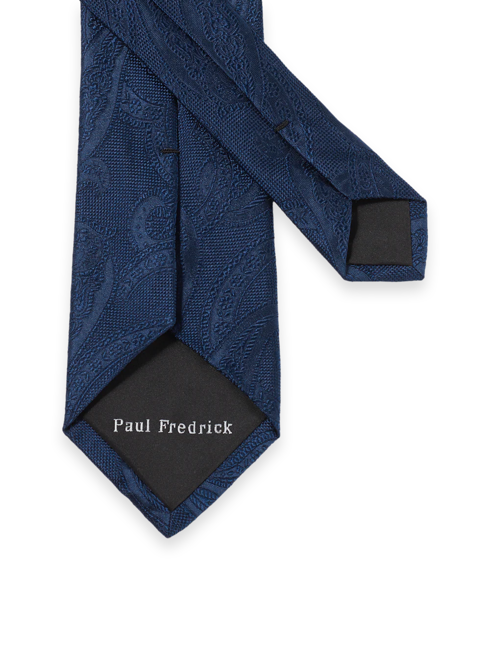 Paisley Woven Silk Tie - Navy - Image 3