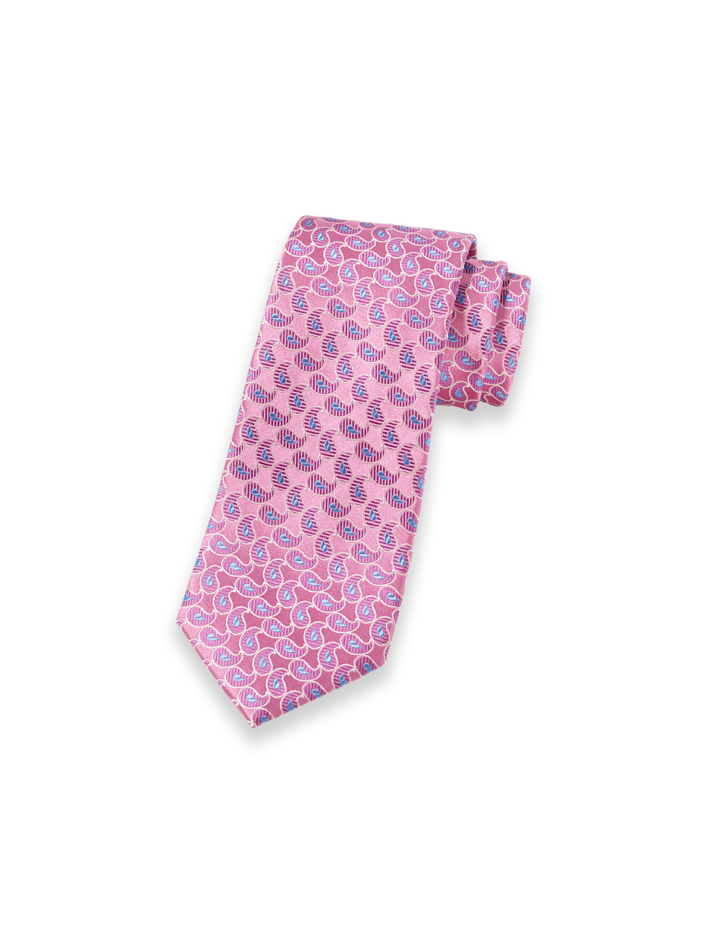 Paisley Woven Silk Tie - Pink/blue
