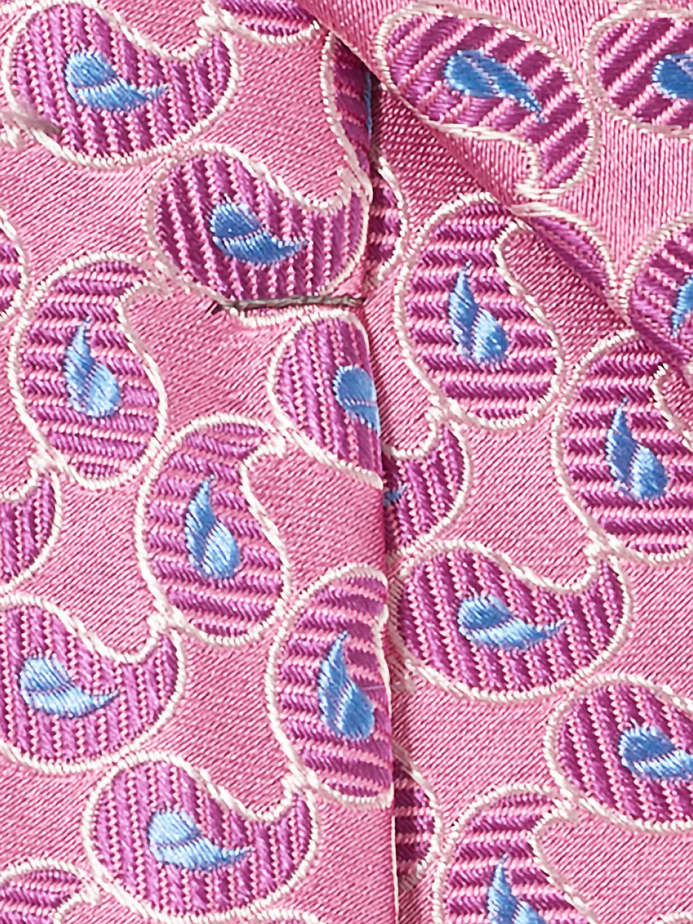 Paisley Woven Silk Tie - Pink/blue - Image 4