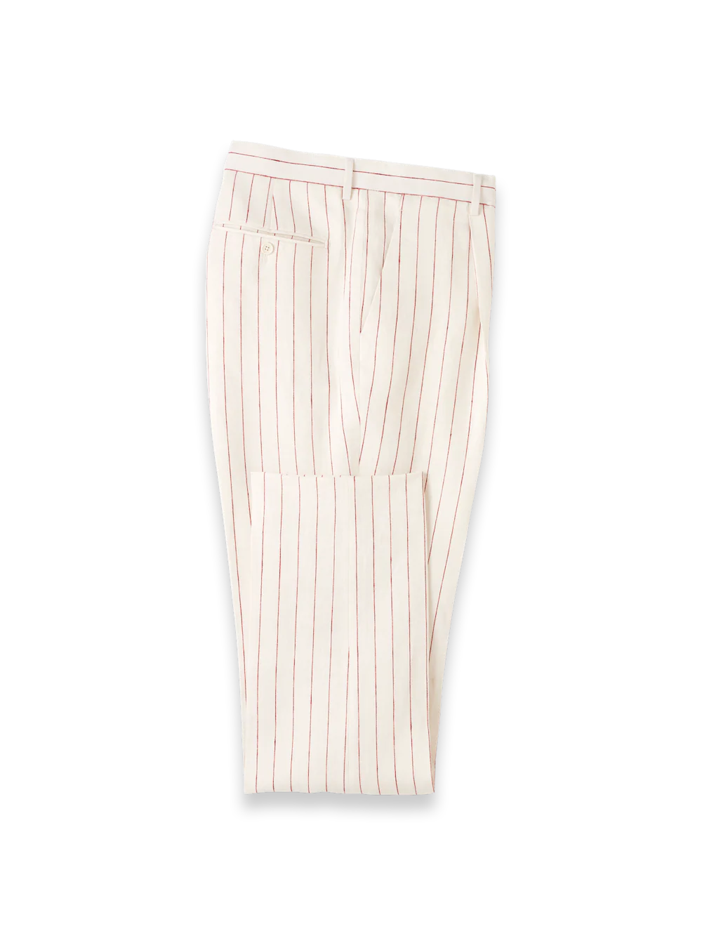 Pinstripe Linen Pleated Suit Pants - White/red