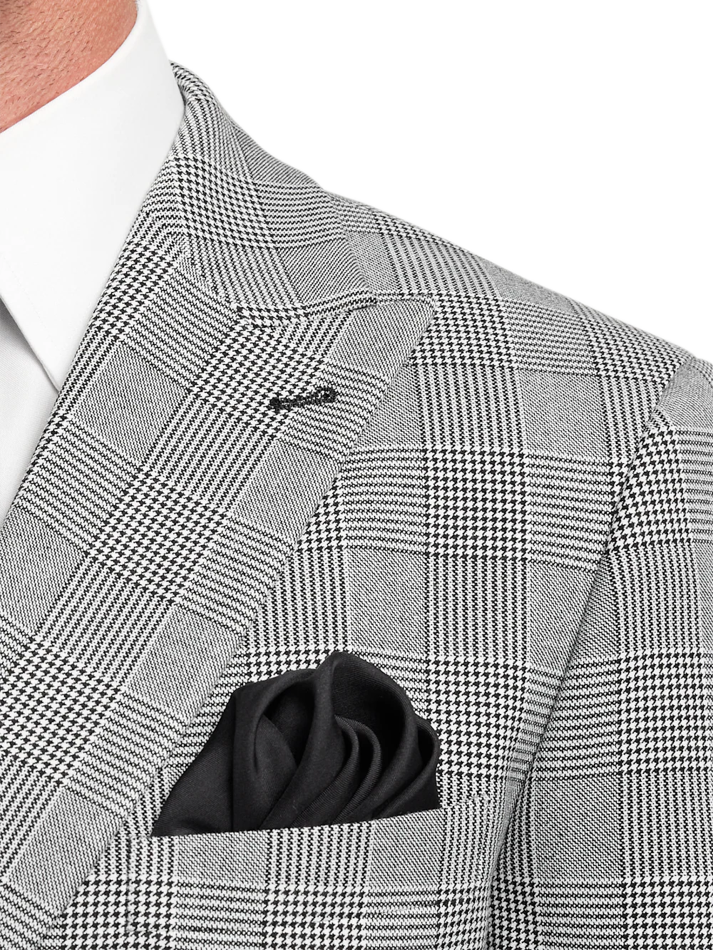 Plaid Houndstooth Double Breasted Peak Lapel Suit Jacket - Black/white - Image 6