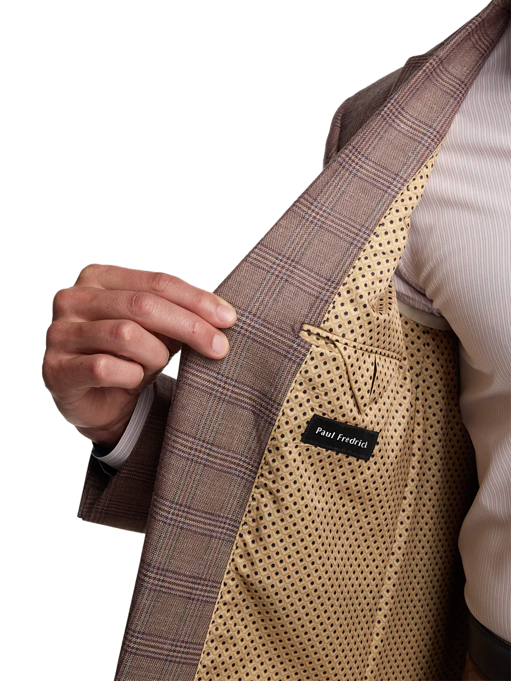 Plaid Wool Blend Single Breasted Notch Lapel Suit - Wine Plaid - Image 4