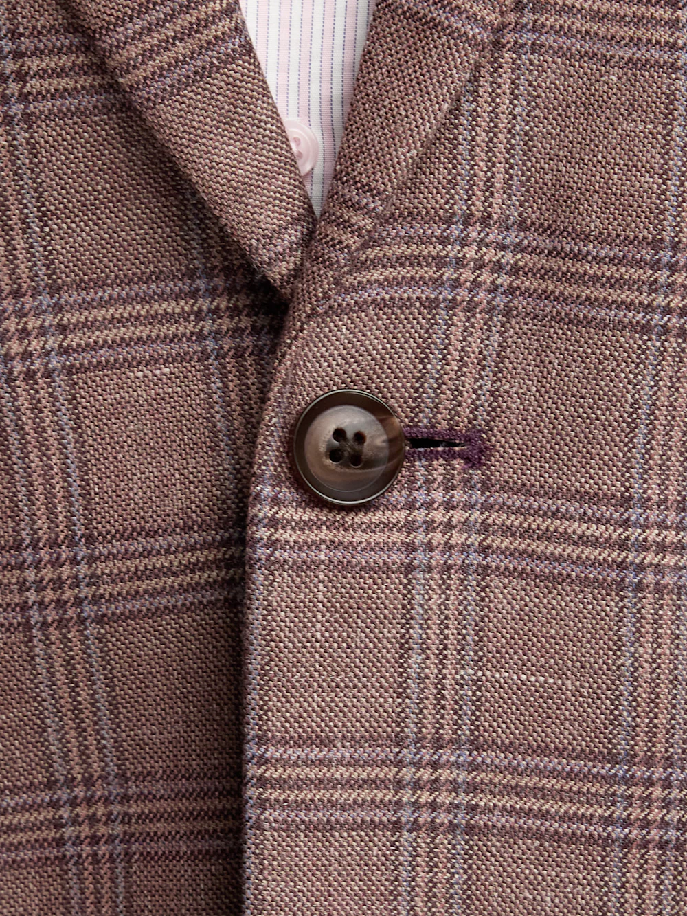 Plaid Linen Blend Single Breasted Notch Lapel Suit Jacket - Wine Plaid - Image 5