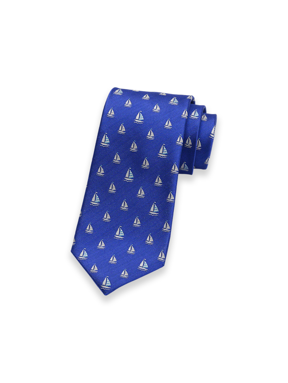 Sailboat Woven Silk Tie - Blue