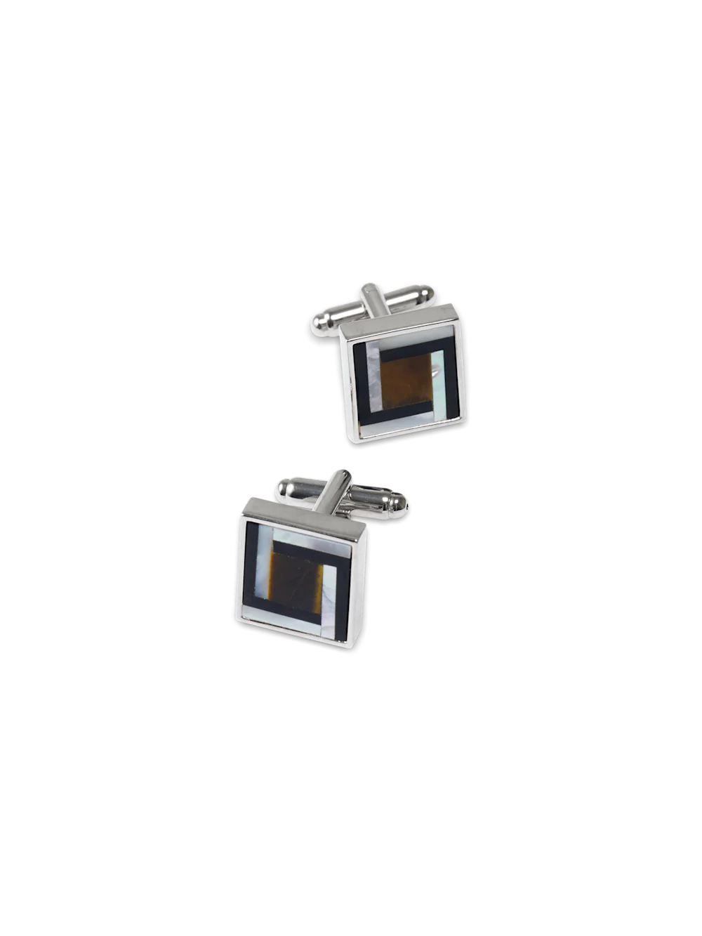 Semi Precious Square Cufflink - Black/brown