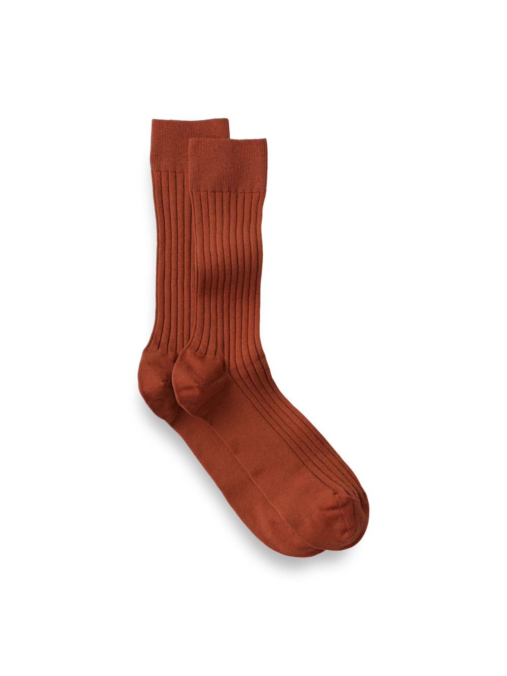Solid Rib Cotton Blend Sock - Rust