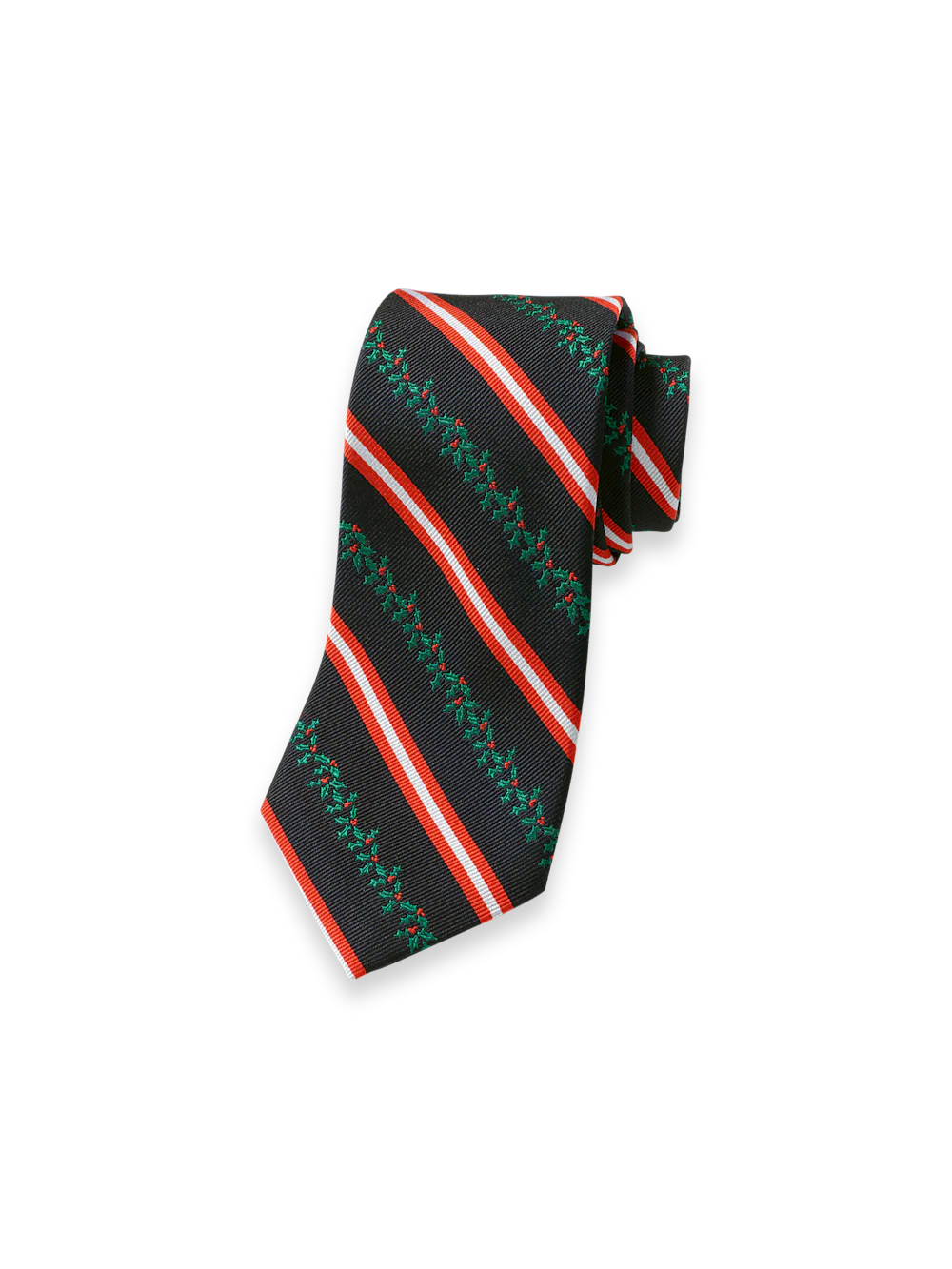 Stripe/Holly Woven Silk Tie - Black Multi