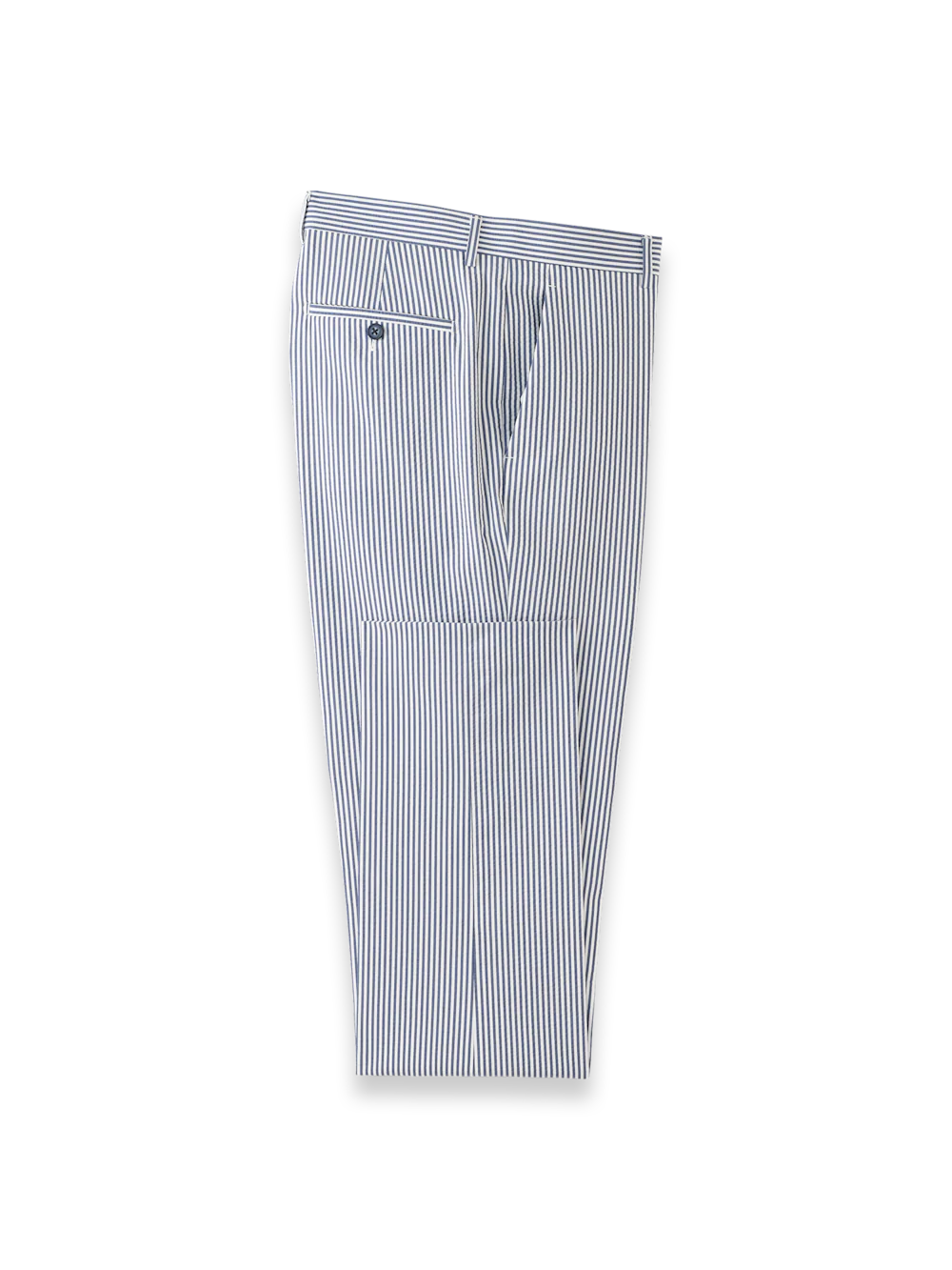 Stripe Seersucker Flat Front Suit Pants - Navy/white