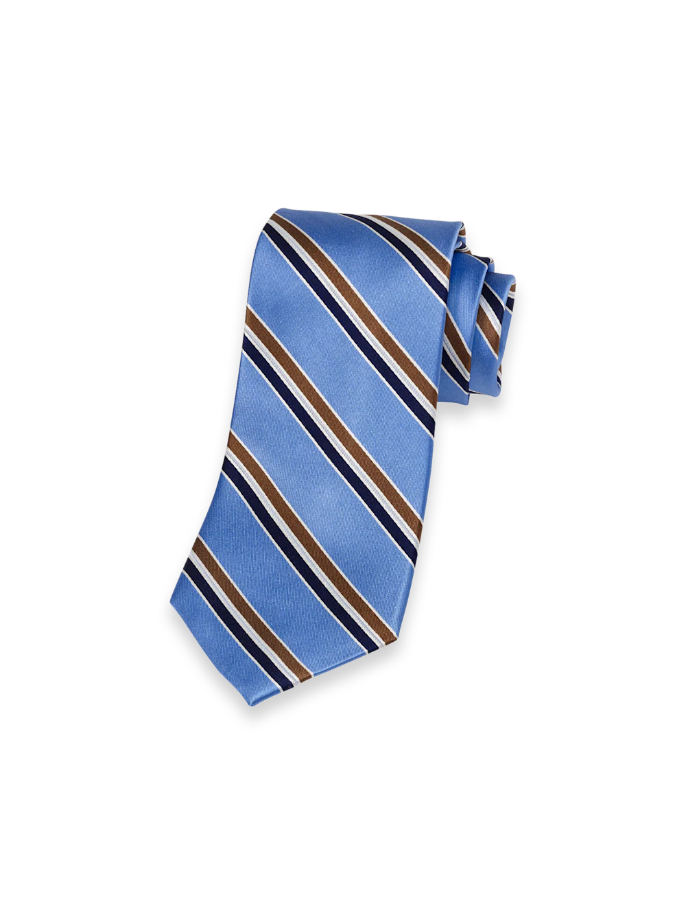 Stripe Woven Silk Tie - Blue/brown