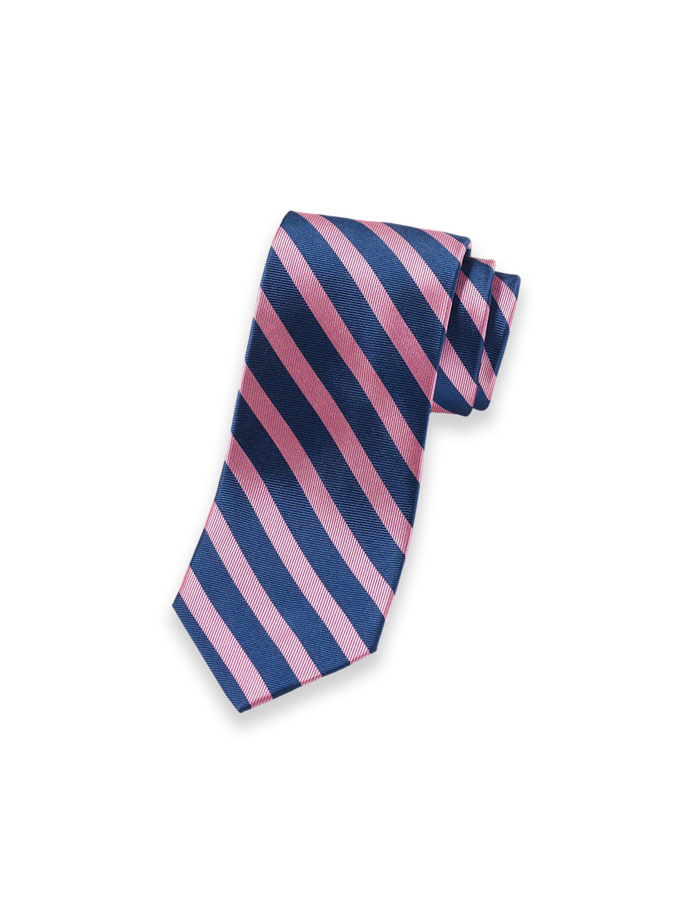 Stripe Woven Silk Tie - Pink/navy