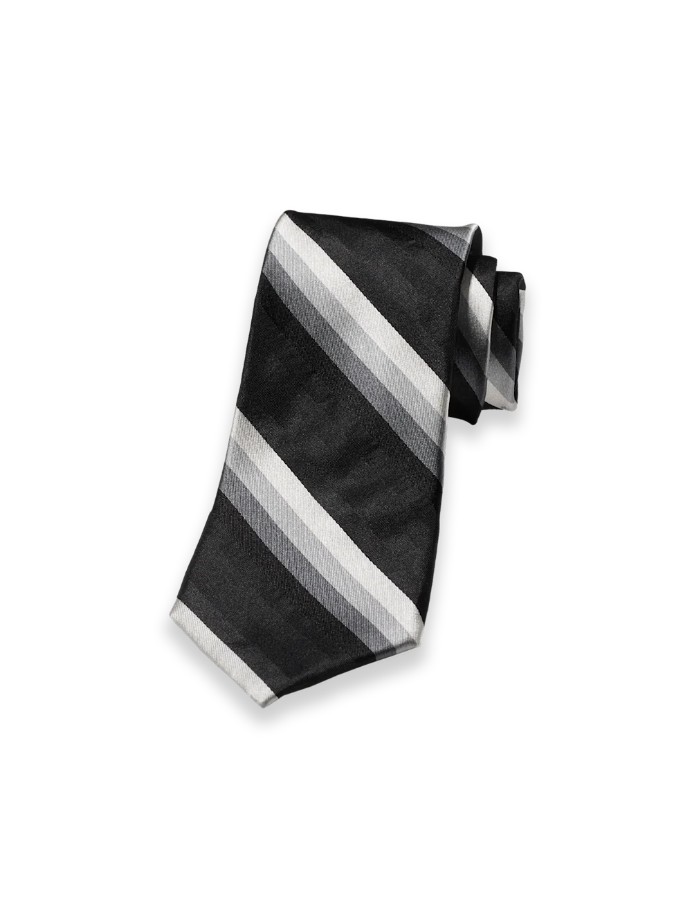 Stripe Woven Silk Tie - Black/white