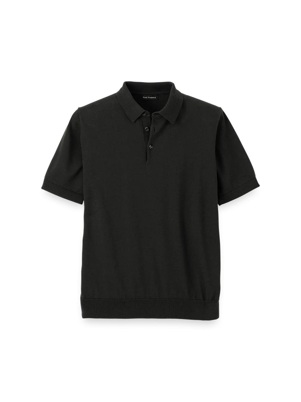 Supima Cotton Three Button Polo - Black
