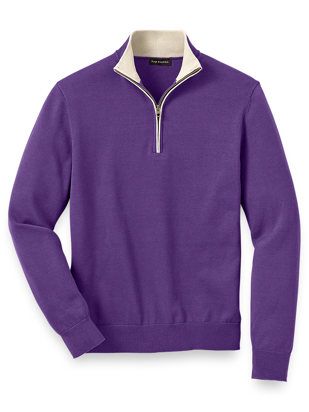 Supima Cotton Zip Mock Neck Sweater - Purple