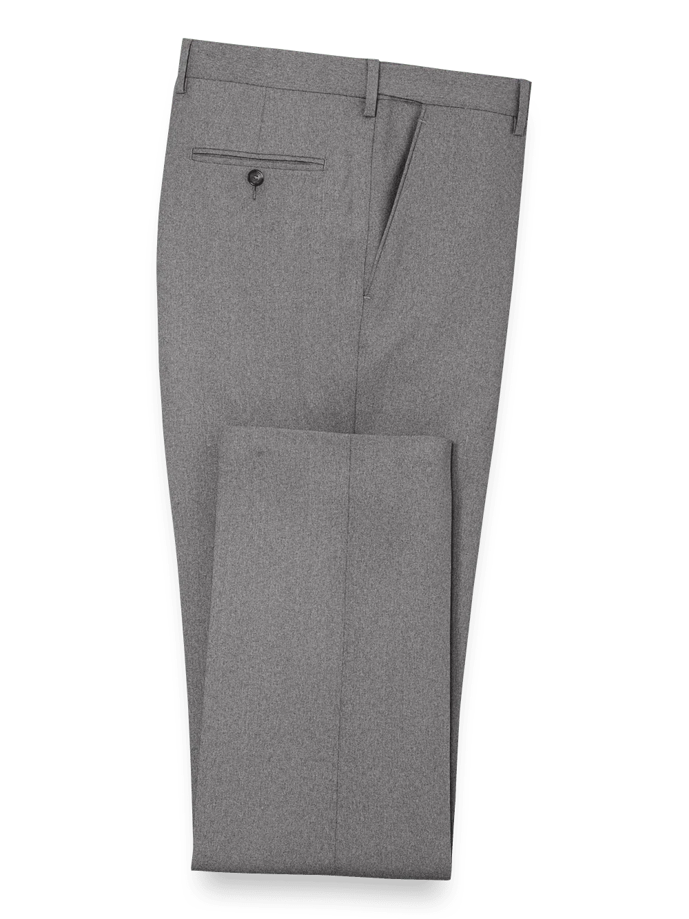 Tailored Fit Essential Wool Flat Front Pants - Grey