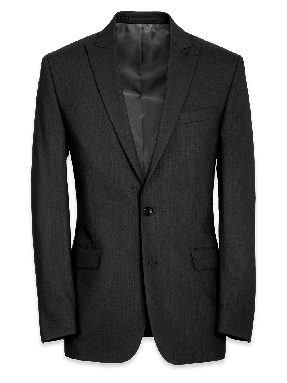 Tailored Fit Essential Wool Peak Lapel Suit Jacket - Black