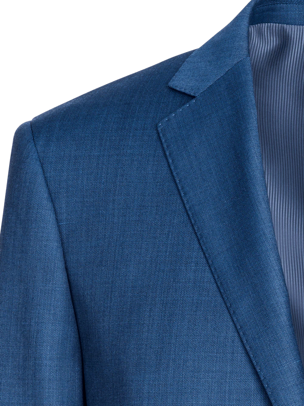 Tailored Fit Sharkskin Notch Lapel Suit Jacket - Slate Blue - Image 4