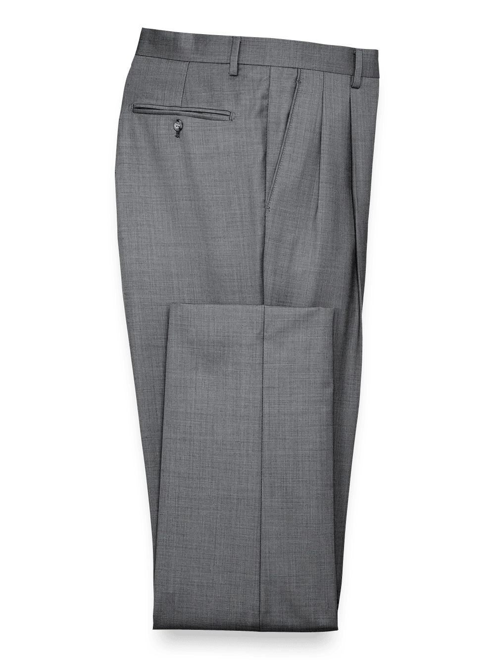 Tailored Fit Sharkskin Pleated Suit Pants - Grey