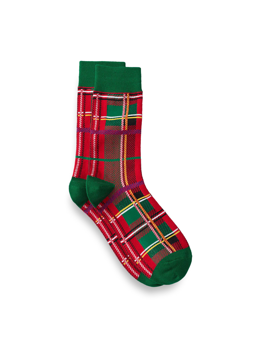 Tartan Plaid Cotton Blend Socks - Red/green