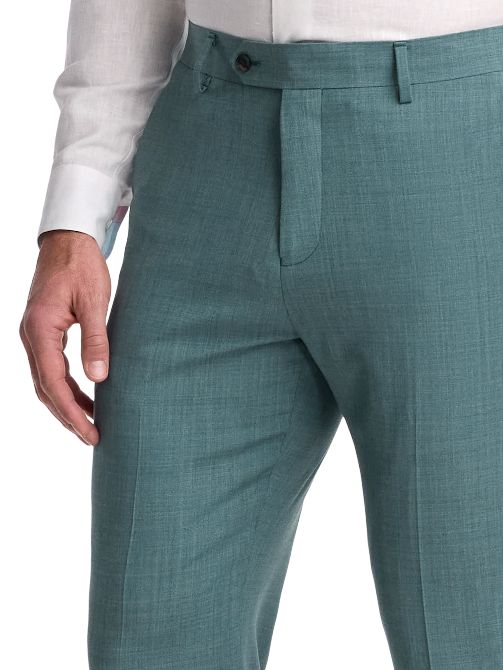 Wool Bengaline Suit Pants - Teal - Image 3