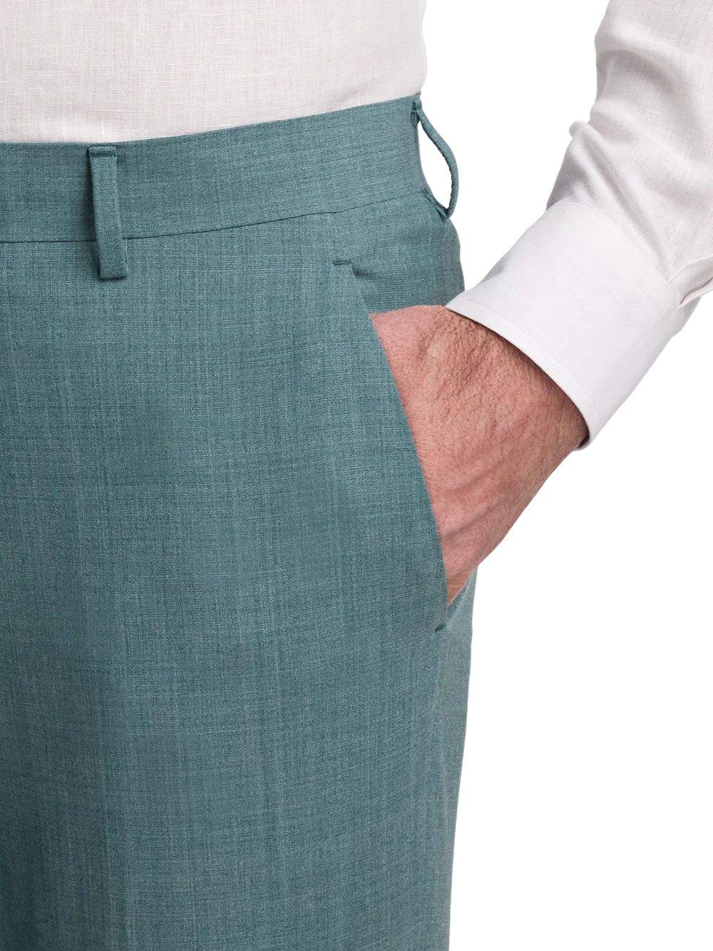 Wool Bengaline Suit Pants - Teal - Image 4