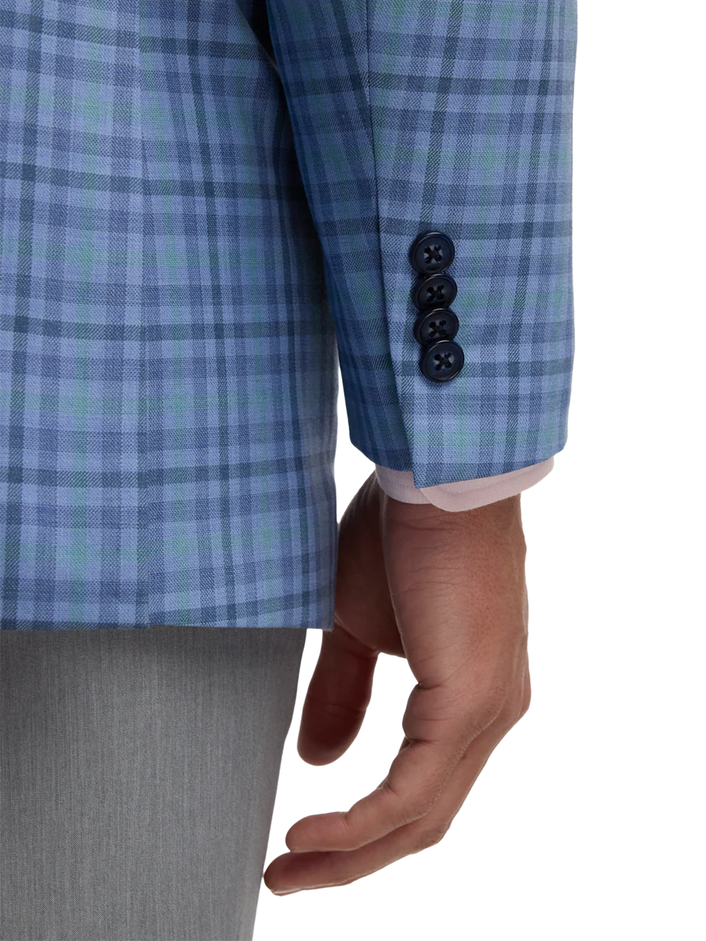 Wool Blend Plaid Single Breasted Peak Lapel Sport Coat - Blue/green - Image 3