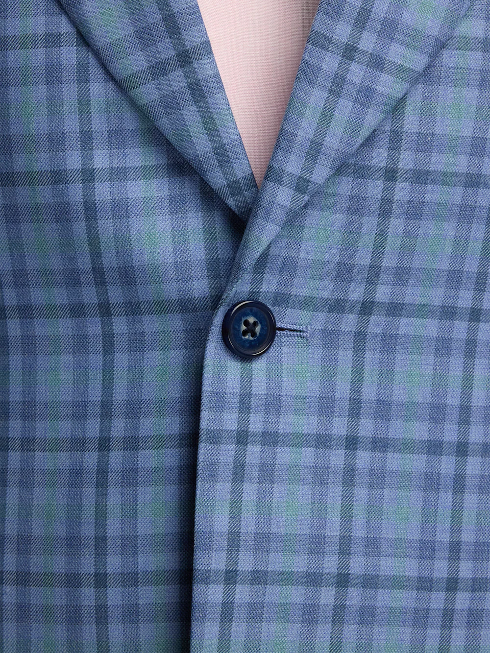 Wool Blend Plaid Single Breasted Peak Lapel Sport Coat - Blue/green - Image 5