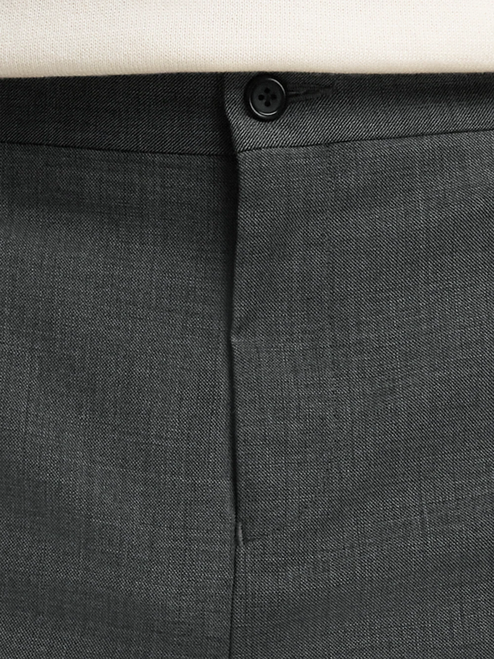 Wool Sharkskin Flat Front Shorts - Charcoal - Image 5