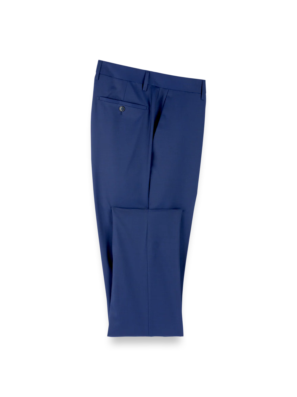 Wool Solid Flat Front Suit Pants - Blue