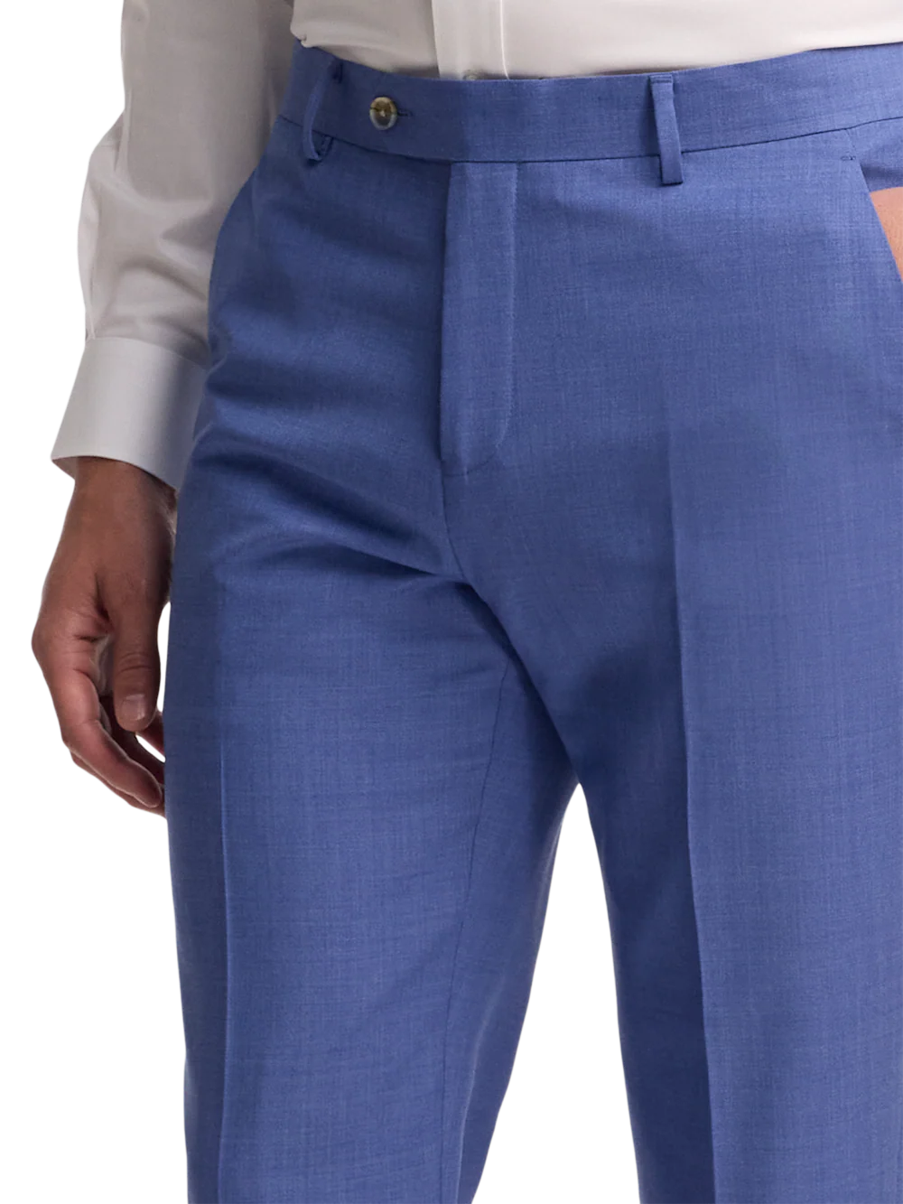 French Blue Wool Stretch Bengaline Suit Pants - French Blue - Image 3