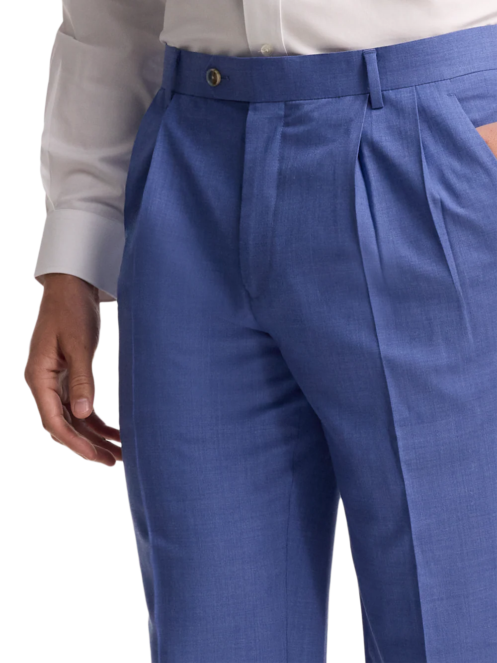 French Blue Wool Stretch Bengaline Suit Pants - French Blue - Image 7